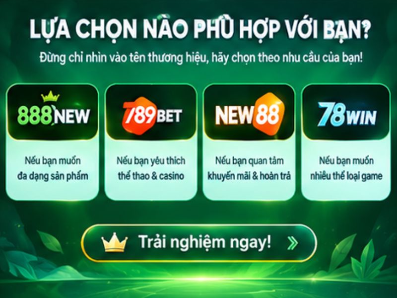 Nên Chọn 888NEW, 789BET, NEW88 Hay 78WIN